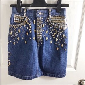 3/25$🌈Vintage 90's Blue Denim Studded Mini Skirt